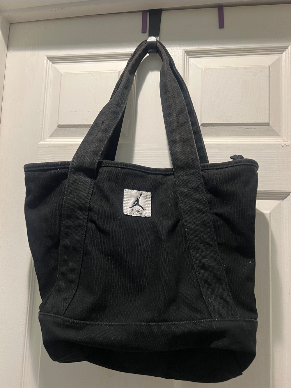 Jordan Black Canvas Tote Bag with Jumpman Patch